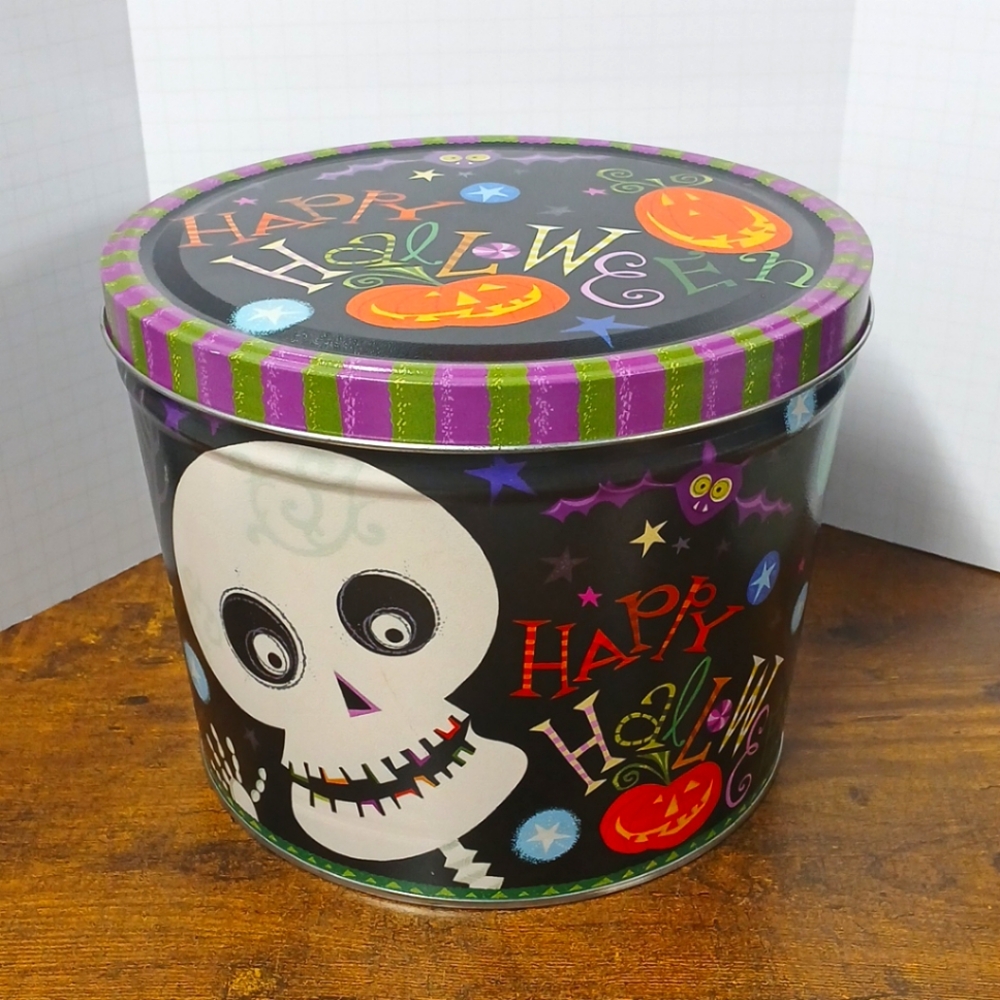 Large 10x8" Happy Halloween Popcorn Factory Empty Tin